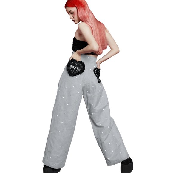 Morph8ne Morphine Dolls Kill Gray Trouser Pants Heart GLOOMY (Medium) - Picture 4 of 7